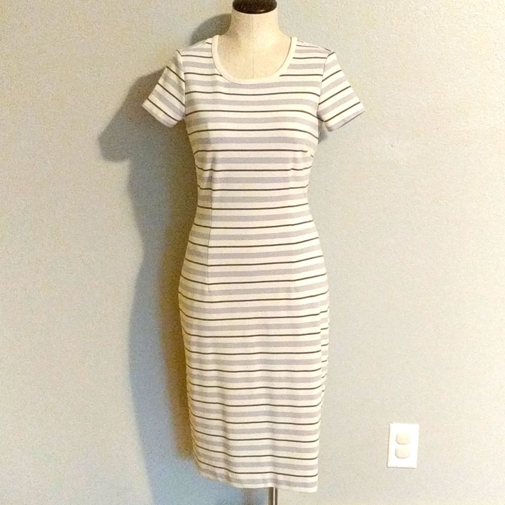 DownEast Shimmy On Over Blue Stripe Dress